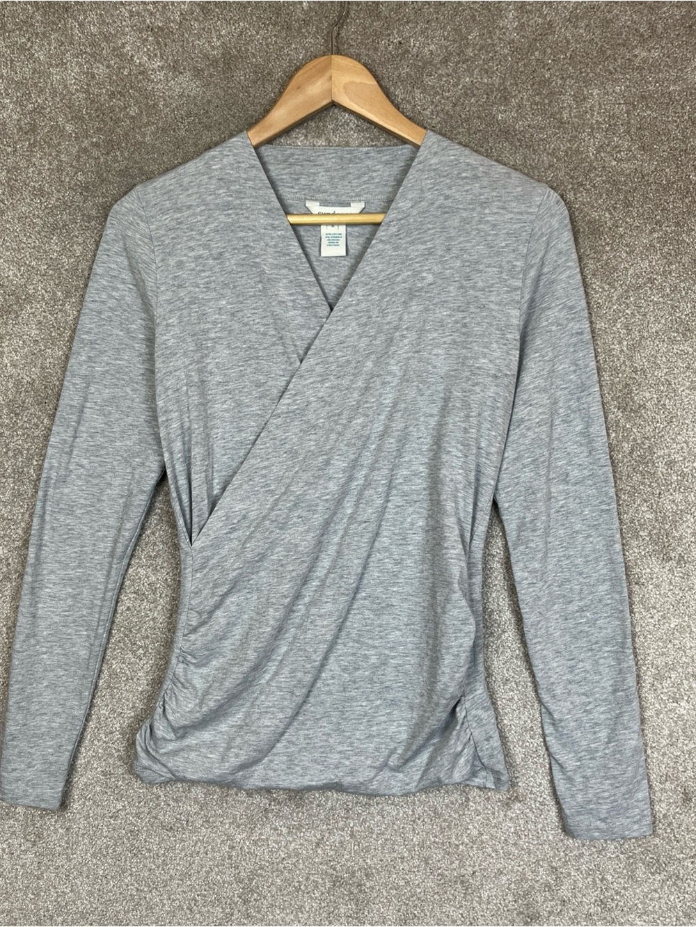 Sundance Shirt Womens Small Gray Long Sleeve Pullover Stretch Cotton Blend-5186